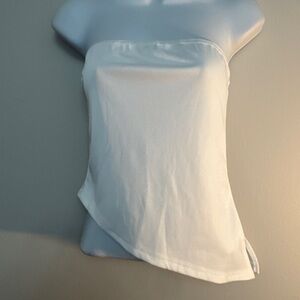 SHEIN White Ribbed Asymmetrical Tube Top – Size S 🐿️